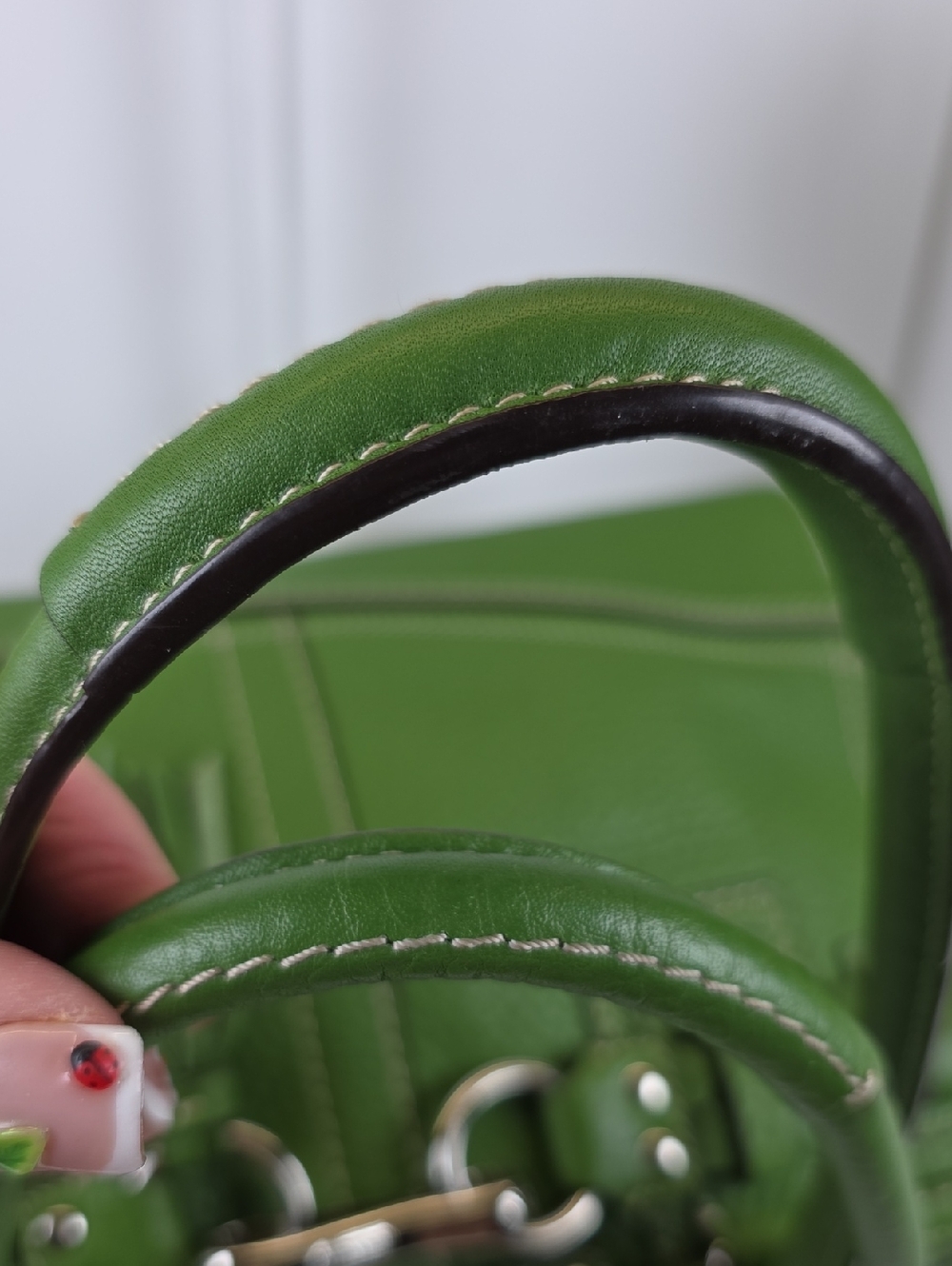 Coach Hampton Green Pebbled Leather Tote Shoulder Satchel Bag - Picture 10 of 14